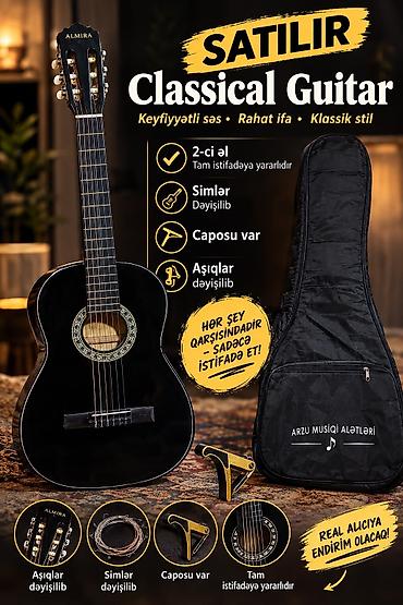 xonca qablari: Klassik gitara satilir az islenib.qab kapo simler yeni deyisib 100 azn — 1