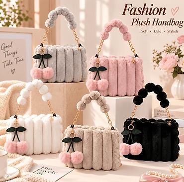 en son deb qadın geyimleri: Məhsul: Fashion Plush Handbag – yumşaq tüklü çanta - Material: yüksək — 1