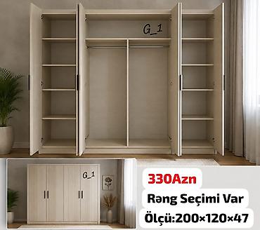 G1 paltar şkafı – 4 qapılı, funksional və geniş saxlama sahəsinə malik
