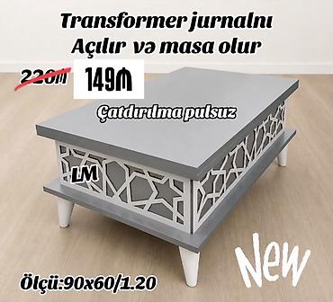 sekis masaş: Transformer jurnal masası – açılır və yemək masasına çevrilir — 4