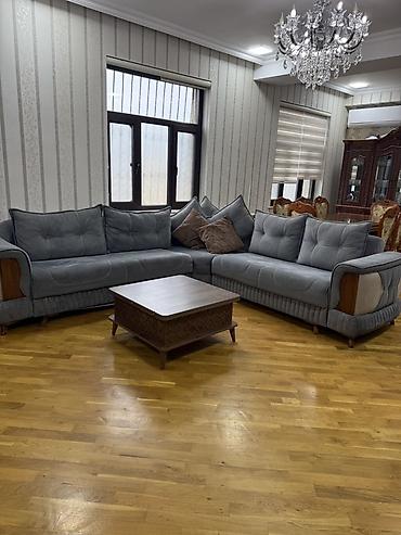 metbex kunc divan: L‑şəkilli yumşaq künc divan dəsti - Rəng: tünd boz (kül rəngi) — 2