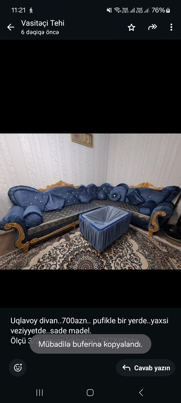 Sifarişlə divanlar: Künc divan, Çatdırılma yoxdur