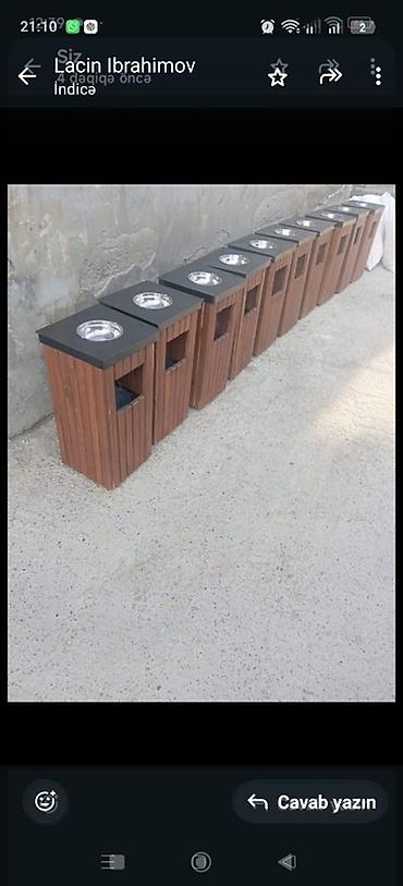 xrusta: Məhsul: Taxta üzlü zibil qutuları (üstü metal küllük/siqaret qutusu — 3
