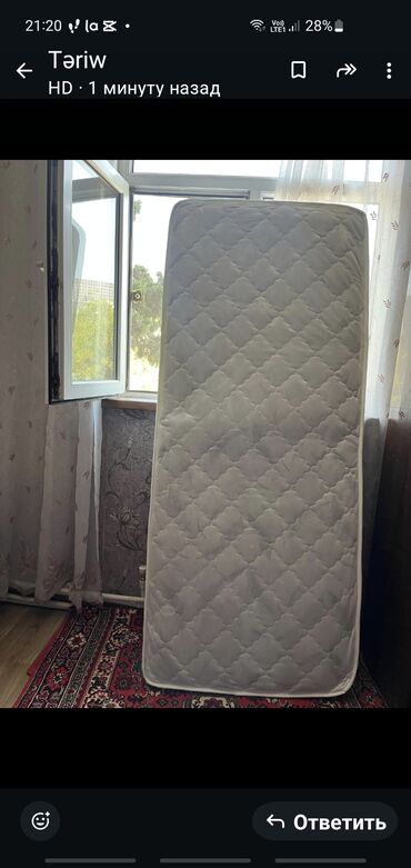 мебель д10: Matras . Yenidir. tek neferlik.olculer 190×80. hundurluk 18 sm