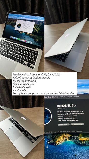 origimo opad 14 pro max: MacBook Pro 13" Retina (Late 2013) ✅Xanım istifadə edib, çox az və