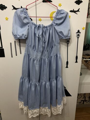 44 размер платье: Детское платье, цвет - Голубой, Новый