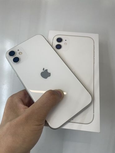 телефон айфон бу: IPhone 11, Б/у, 128 ГБ, Белый, Коробка, 93 %