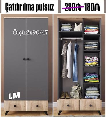 Шкафы: İki qapılı geyim dolabı - Ölçü: 2x90/47 (şəkildə göstərildiyi kimi) - — 1