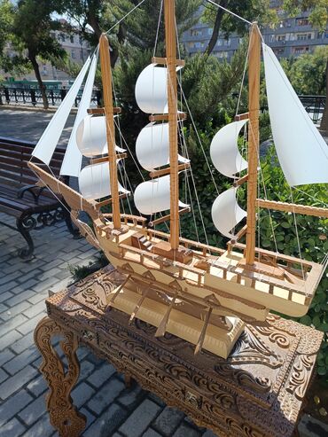 Gəmi modelləri: 1-ci şəkildəki Əl işi Qoz agacı Gəmi 25azn Qoz Ağacından hazırlanmış — 11