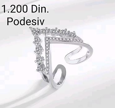 perla 34: Elegantni posrebreni podesivi prsten od hirurskog čelika sa žigom — 3