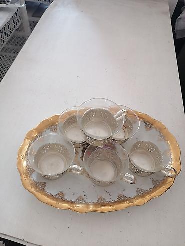 ikea vakum drzaci: Set od 6 staklenih šoljica sa metalnim (srebrnkastim) držačima/dekorom — 3
