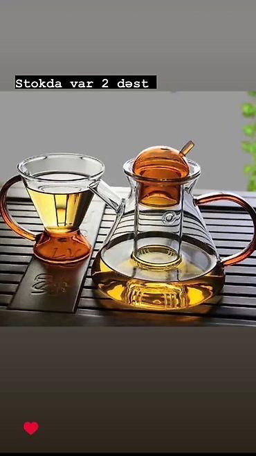 xrom caydan: Çay dəsti, rəng - Südlü, Şüşə — 2