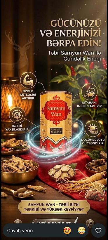 Samyun Wan – Təbii bitki tərkibli qida əlavəsi Xüsusiyyətlər: -