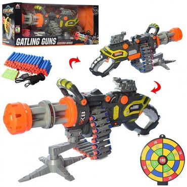 игрушечные машины: Детский игрушечный бластер-пулемет Gatling Guns SB415 на аккумуляторе