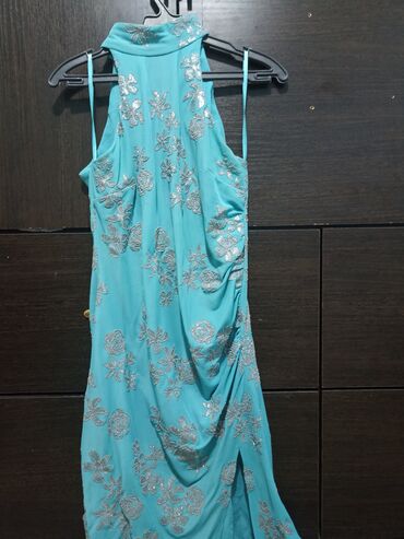 костюм платья: Бий үчүн көйнөк, Узун модель, түсү - Көгүлтүр, Бар