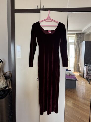 Ziyafət donları: Qadın gecə/libas dəsti 1) Göy rəngli maxi paltar + şifon şal - Göy — 3