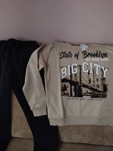 qaqa desti: İdman dəsti – sweatshirt və şalvar - Üst: bej rəngli uzunqol