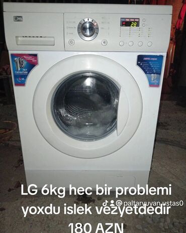 lg paltaryuyan 9kq: Paltaryuyan maşın LG, 6 kq, İşlənmiş, Avtomat, Qurutmasız, Kredit yoxdur, Rayonlara çatdırılma, Ünvandan götürmə, Pulsuz çatdırılma