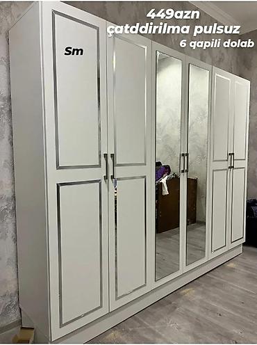 perla dolab: Yeni, 6 qapı, Güzgülü, Ağ, Açılan, Düz dolab — 1