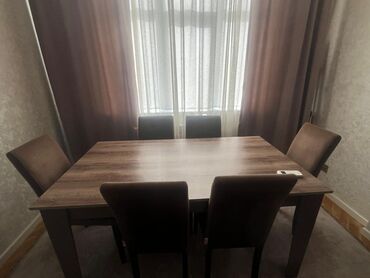 ev üçün stol stul: Для гостиной, Новый, Нераскладной, 6 стульев