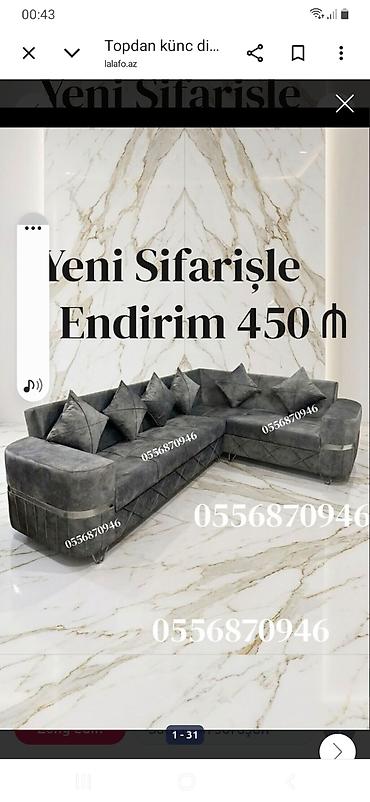 Künc divan, Yeni, Açılan, Bazalı, Parça, Şəhərdaxili pulsuz çatdırılma