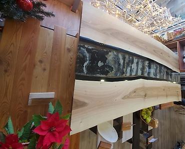komode bele forma ideale: Epoxy sto 90x203 Orah/ Live edge Ploča stola napravljena — 8