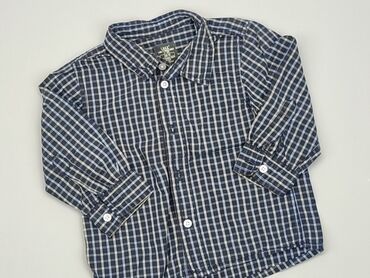 beżowa koszula w kratę: Kaftanik, H&M, 9-12 m, stan - Bardzo dobry