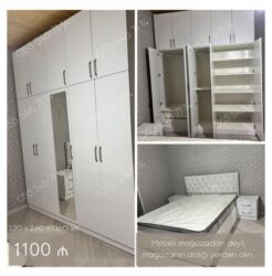 Masalar və oturacaqlar: İkinəfərlik çarpayı, Dolab, 2 tumba, Yeni