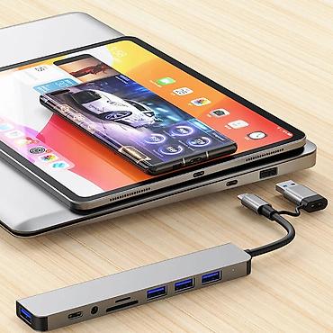 notebook cantası: 🔌 USB HUB 8-in-1 — Çoxfunksiyalı Adapter Bu çoxportlu USB HUB 8-in-1 — 7