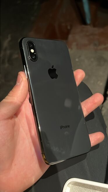 iphone x рассрочка: IPhone X, Б/у, 64 ГБ, Черный, Чехол, 100 %