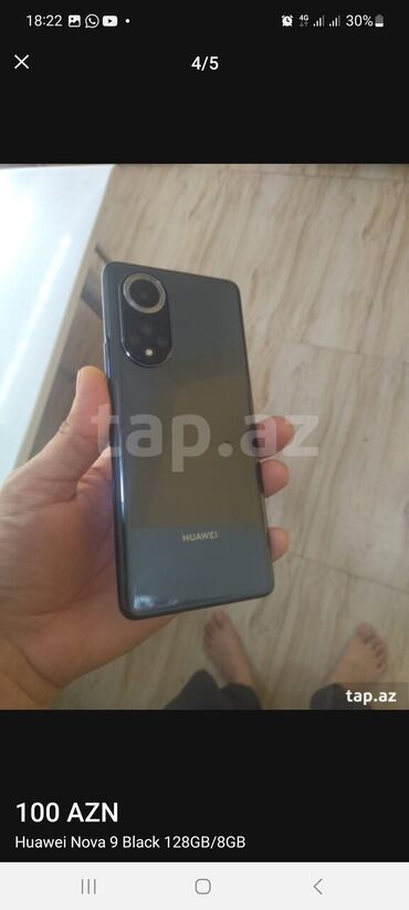 huawei adapter: Huawei Nova 9, 128 GB, rəng - Qara, Barmaq izi