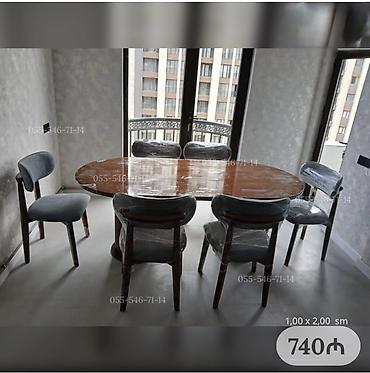 Oval yemək masası və 6 ədəd stul dəsti - Ölçü: 1,00 x 2,00 m (masanın