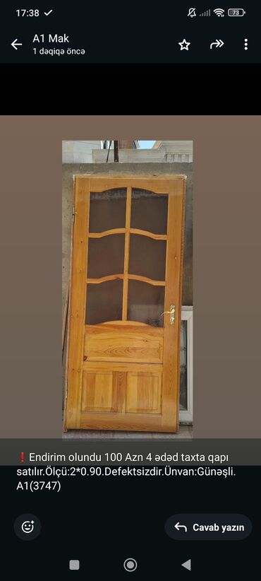 Giriş qapıları: Qapı 4 eded 100 AZN