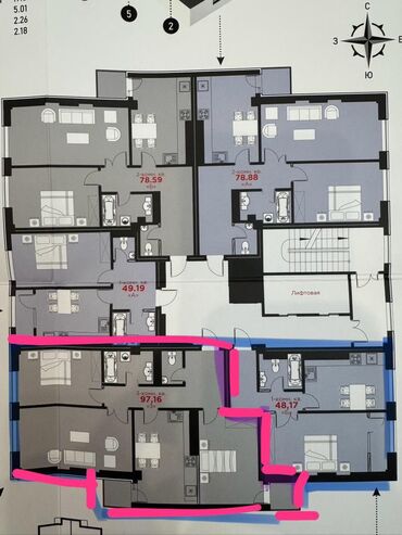 комната с подселением для парней: 3 комнаты, 99 м², Элитка, 13 этаж, ПСО (под самоотделку)