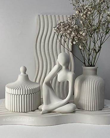 pasdel: Minimalist dekor dəstləri – mat ağ keramika - Material: Yüksək — 3