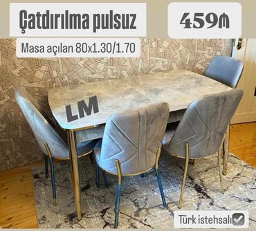 stulların satışı: Mətbəx üçün, Yeni, Açılan, Dördbucaq masa, 4 stul