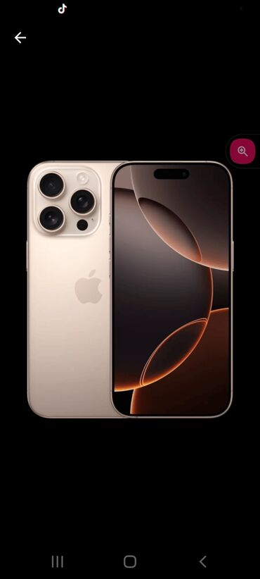 i̇phone telefonlar: IPhone 16 Pro Max, 512 GB, Desert Titanium, Simsiz şarj, Barmaq izi