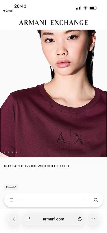 Женская одежда: Qadın futbolkası,Armani Exchange – Classic Cotton Jersey Regular Fit — 1