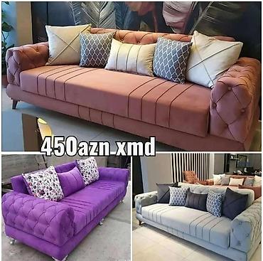 Divanlar: Tek divan – 450 AZN - Müasir dizayn: dərin kapitone tikişlər, qızılı — 18