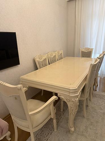 Klassik üslubda yemək otağı dəsti - Dəst: 1 böyük masa + 8 stul