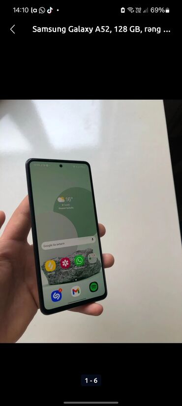 samsung z fold 6 qiymeti: Samsung Galaxy A52, 128 GB, rəng - Qara, Düyməli, Sensor, Barmaq izi