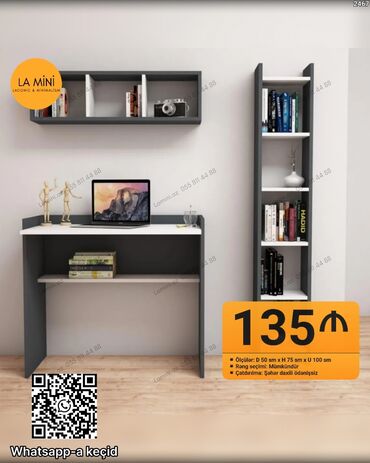 örtü: Modern iş/studya mebel dəsti Tərkibi: - Kompakt iş masası: üst panel