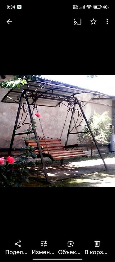 мебельи: Садовые качели Металл, Со спинкой, С крышей — 2