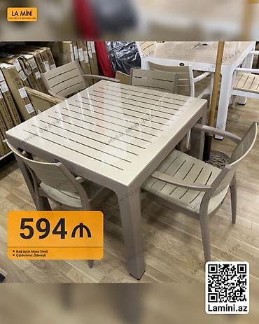 Ev və bağ: Bağ üçün masa dəsti - 1 ədəd kvadrat masa + 4 ədəd stul - Rəng — 1