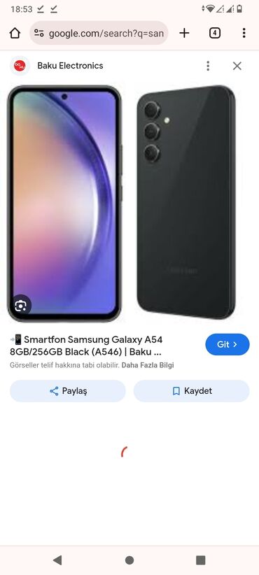 gence kredit telefon: Samsung A54, 256 GB, rəng - Qara