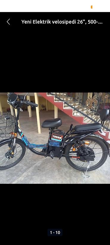 velpsiped: İşlənmiş Elektrik velosipedi 26", sürətlərin sayı: 1, 500-750 Vt, Ödənişli çatdırılma — 8
