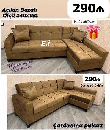 Künc divan – açılan və bazalı model - Ölçü: 240×150 sm - Açılan lalafo.az -da Künc divan – açılan və bazalı model - Ölçü: 240×150 sm - Açılan