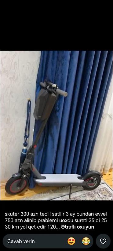 velosiped diskleri satisi: Elektrik skuter - Maksimal sürət: 35 km/saat - Real istifadə sürəti — 1