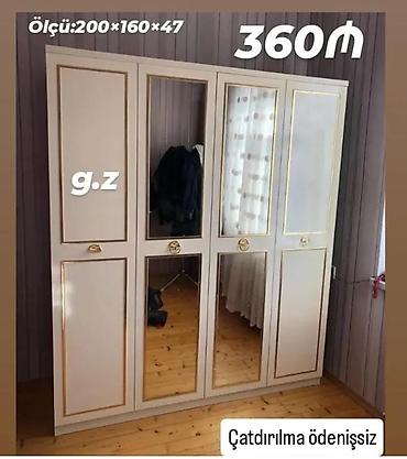 qapi evi: Ölçü: 200 × 160 × 47 sm Klassik üslubda 4 qapılı paltar şkafı: - İki — 1