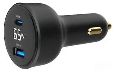 Žičani punjači za telefone: Gembird brzi auto punjač 65 W sa LCD ekranom - Snaga: do 65 W - Dva — 19